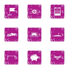 Poster - Delivery drone icons set. Grunge set of 9 delivery drone vector icons for web isolated on white background