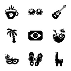 Poster - Brazilian entertainment icons set. Simple set of 9 brazilian entertainment vector icons for web isolated on white background