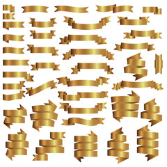 set of golden banners flags, vector
