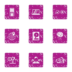 Poster - Division icons set. Grunge set of 9 division vector icons for web isolated on white background