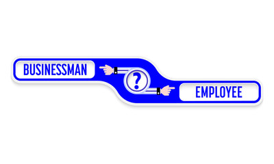 Poster - Blue object with question mark and inscriptions businessman, employee