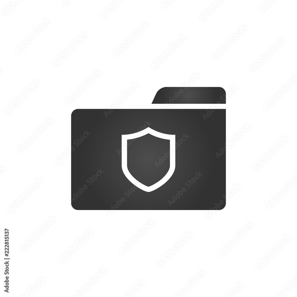 Folder Icon with secrity shield in trendy flat style isolated on white ...