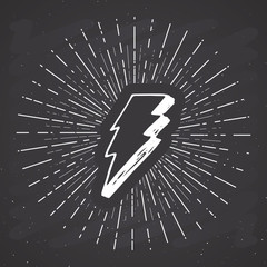 Wall Mural - lightning vintage label, hand drawn sketch, grunge textured retro badge, typography design t-shirt p