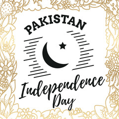 Wall Mural - Pakistan Independence day, 14th august. Vector emblems.