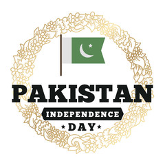 Wall Mural - Pakistan Independence day, 14th august. Vector emblems.