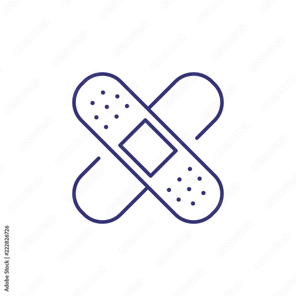 Adhesive plaster line icon. Injury, traumatology, first aid. Medicine ...
