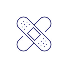 Poster - Adhesive plaster line icon. Injury, traumatology, first aid. Medicine concept. Vector illustration can be used for topics like healthcare, pharmacy, medical care