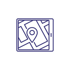 Poster - Navigator line icon. Mark pointer on gadget screen. Navigation concept. Can be used for topics like finding way, car driving, app design