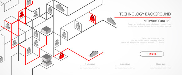 Poster - Network Concept. Isometric theme for your business.