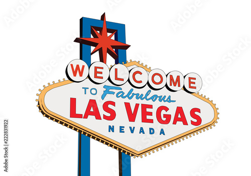 Welcome to Fabulous Las Vegas Nevada sign isolated on white vector illustration Canvas Print