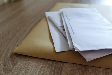 Stack of Letters lying on Table