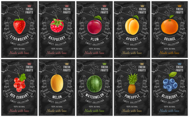 fruit and berries labels set