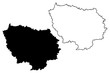 Ile-de-France (France, administrative region) map vector illustration, scribble sketch Ile-de-France(Parisian Region, Island of France) map