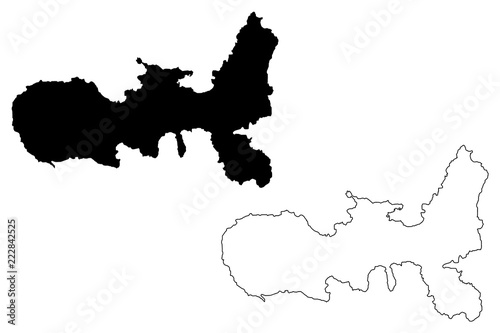 Fotomural Elba (island in Italy, Tuscan Archipelago) map vector illustration, scribble ske