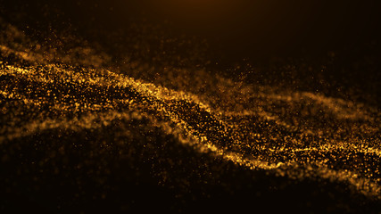 Fototapete - Wave of particles. Abstract particle. Data visualization. Abstract digital background. 4k rendering.