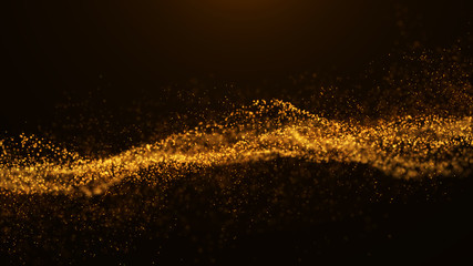 Fototapete - Wave of particles. Abstract particle. Data visualization. Abstract digital background. 4k rendering.
