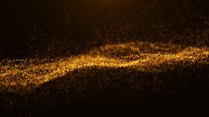 Fototapete - Wave of particles. Abstract particle. Data visualization. Abstract digital background. 4k rendering.