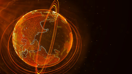 Poster - Global network connection. World map point. Representing the global. Network connection. 3D rendering.