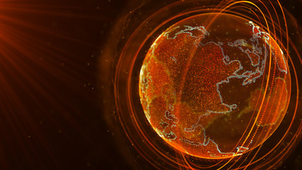 Poster - Global network connection. World map point. Representing the global. Network connection. 3D rendering.