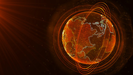 Poster - Global network connection. World map point. Representing the global. Network connection. 3D rendering.