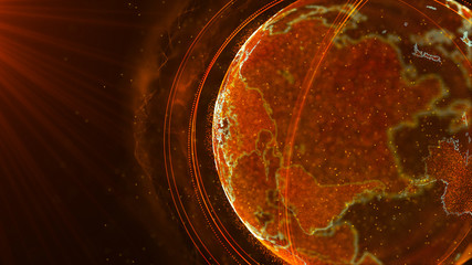 Poster - Global network connection. World map point. Representing the global. Network connection. 3D rendering.
