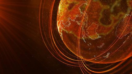Poster - Global network connection. World map point. Representing the global. Network connection. 3D rendering.