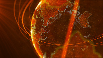 Poster - Global network connection. World map point. Representing the global. Network connection. 3D rendering.