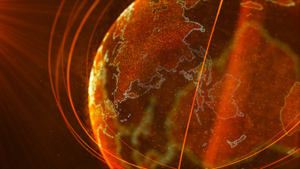Poster - Global network connection. World map point. Representing the global. Network connection. 3D rendering.