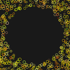 Poster - Modern random circle background - trendy vector graphic design from yellow rings with blank space in the center