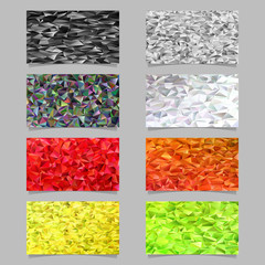 Poster - Polygonal irregular triangle tile mosaic card background set - modern vector mosaic designs from colored triangles
