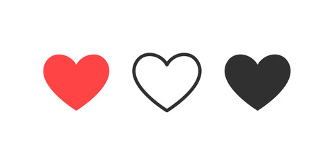 Wall Mural - like and heart icon. live stream video, chat, likes. social nets like red heart web buttons isolated