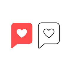 Wall Mural - like and heart icon. live stream video, chat, likes. social nets like red heart web buttons isolated