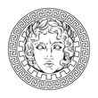 Greek and roman god Apollo. Hand drawn antique style logo or print design art vector illustration.