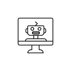 Poster - Smart computer concept line icon. Simple element illustration. Smart computer concept outline symbol design from artificial intelligence set
