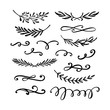 Handdrawn dividers set. Collection of vector borders, swirls, flourishes.
