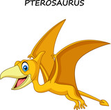 Fototapeta Dinusie - Cartoon Pterosaurus isolated on white background