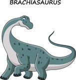 Fototapeta Dinusie - Cartoon brachiasaurus isolated on white background