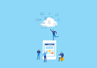 Aufkleber - team business people  use mobile connect on cloud computing service concept 
