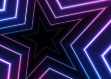 Blue Ultraviolet Neon Glowing Stars Abstract Background