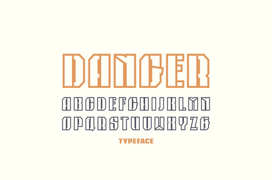 Narrow hollow sans serif font in military style