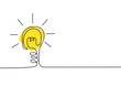 © royyimzy - Continuous line drawing. Light bulb of a yellow business ideas concept. Vector illustrations