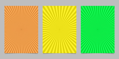Poster - Abstract colored ray burst pattern brochure background set - vector design