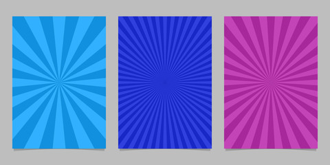 Poster - Abstract colored ray burst pattern brochure background set - vector design