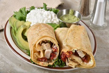 Wall Mural - Chicken wrap sandwich with cottage cheese