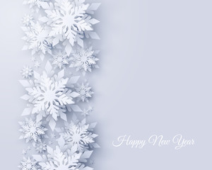 Wall Mural - vector merry christmas and happy new year background with realistic looking paper cut snowflakes. se