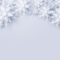 Wall Mural - vector merry christmas and happy new year background with realistic looking paper cut snowflakes. se