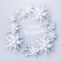 Wall Mural - vector merry christmas and happy new year background with christmas wreath made of realistic looking