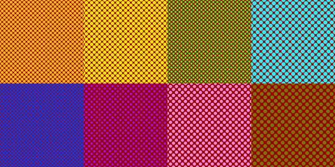 Poster - Abstract color seamless dot background pattern template set - vector graphics from colored circles