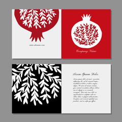 Sticker - Greeting cards design, pomegranate background