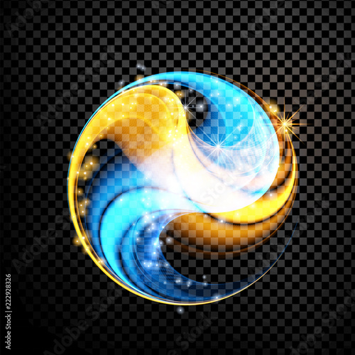 Fotografía Abstract glowing lines in sphere on transparent background, abstract digital dar